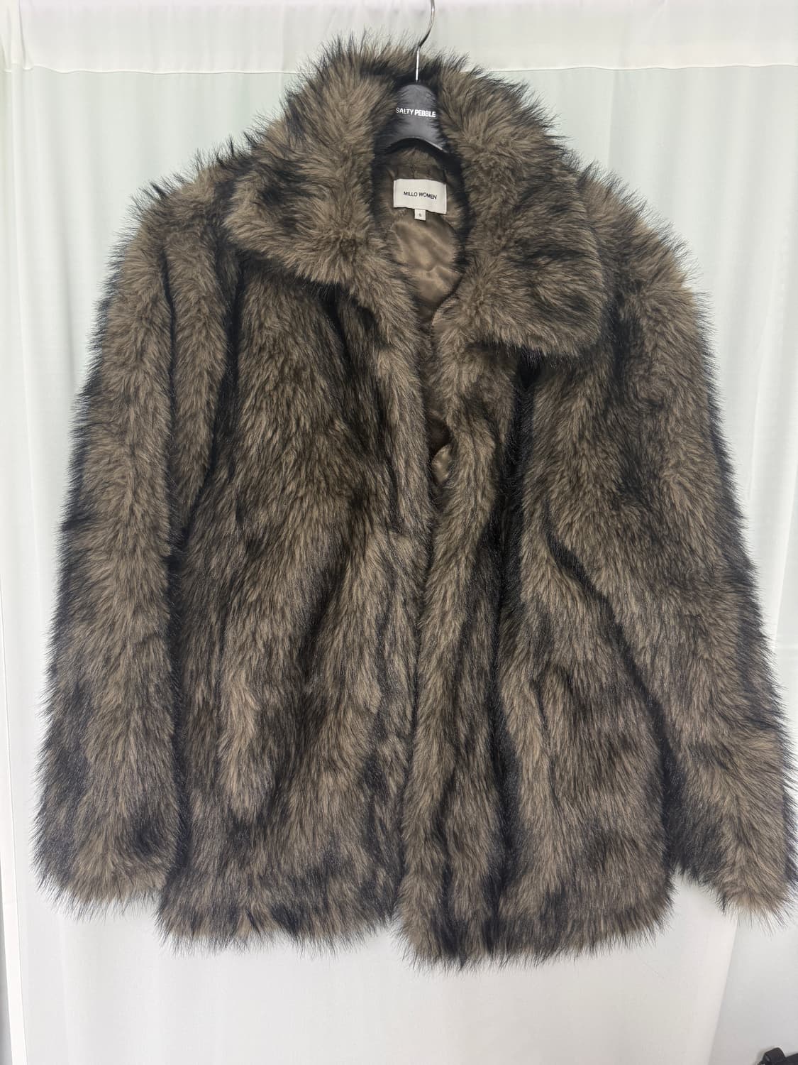 밀로우먼 버클 롱 헤어 퍼자켓 브라운 S 상품이미지2