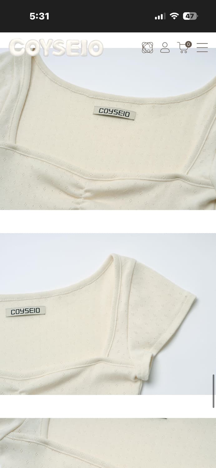 코이세이오 펀칭 셔링 탑 크림 상품이미지5