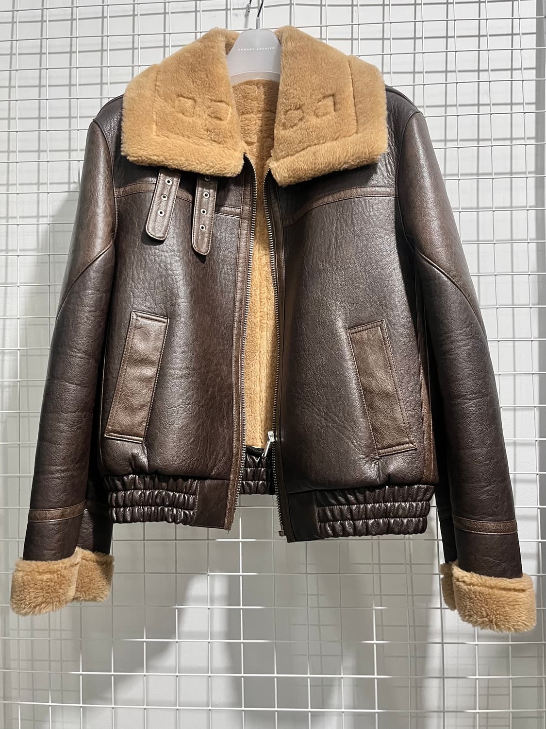 인스턴트펑크  빈티지 에코 레더 하프 무스탕 OS 상품이미지2