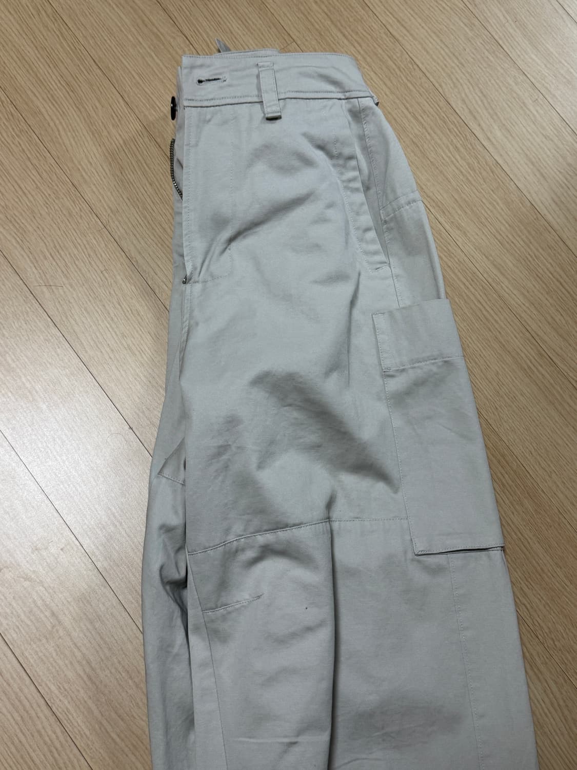 [4] 폴리테루 빅 카고 팬츠 논 배기 워시 크림 상품이미지9