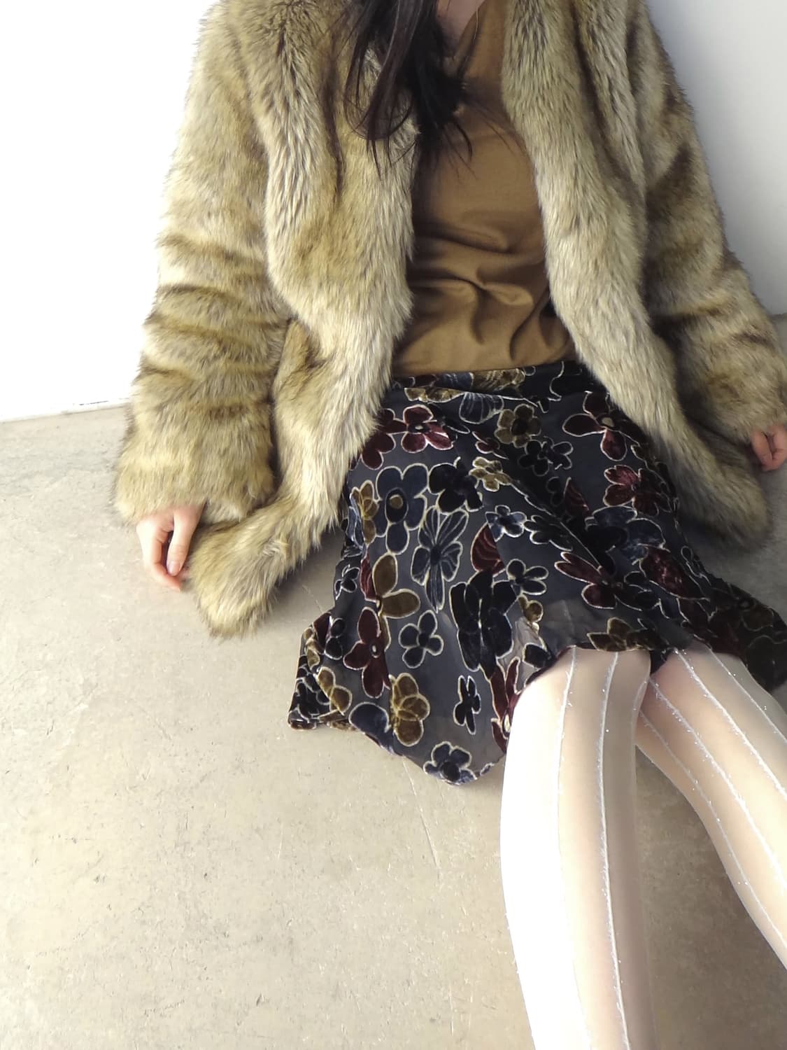 Color pop flower velvet skirt 상품이미지5