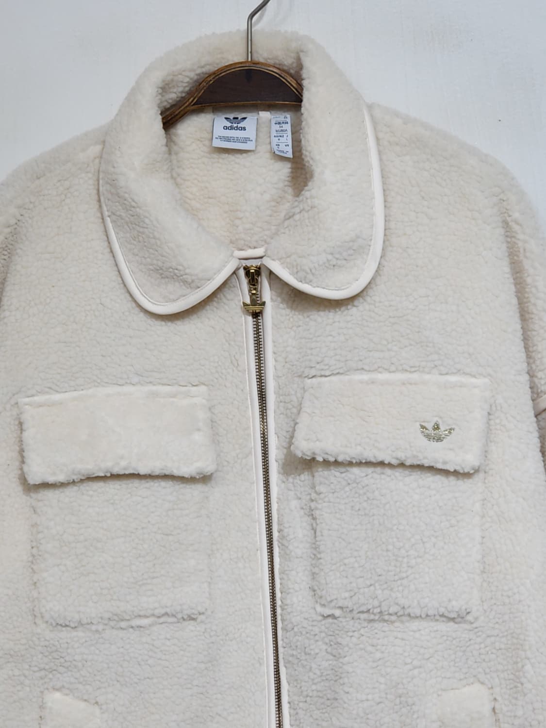 (XL) 아디다스 플리스 점퍼 아이보리 뽀글이 후리스 자켓  상품이미지2