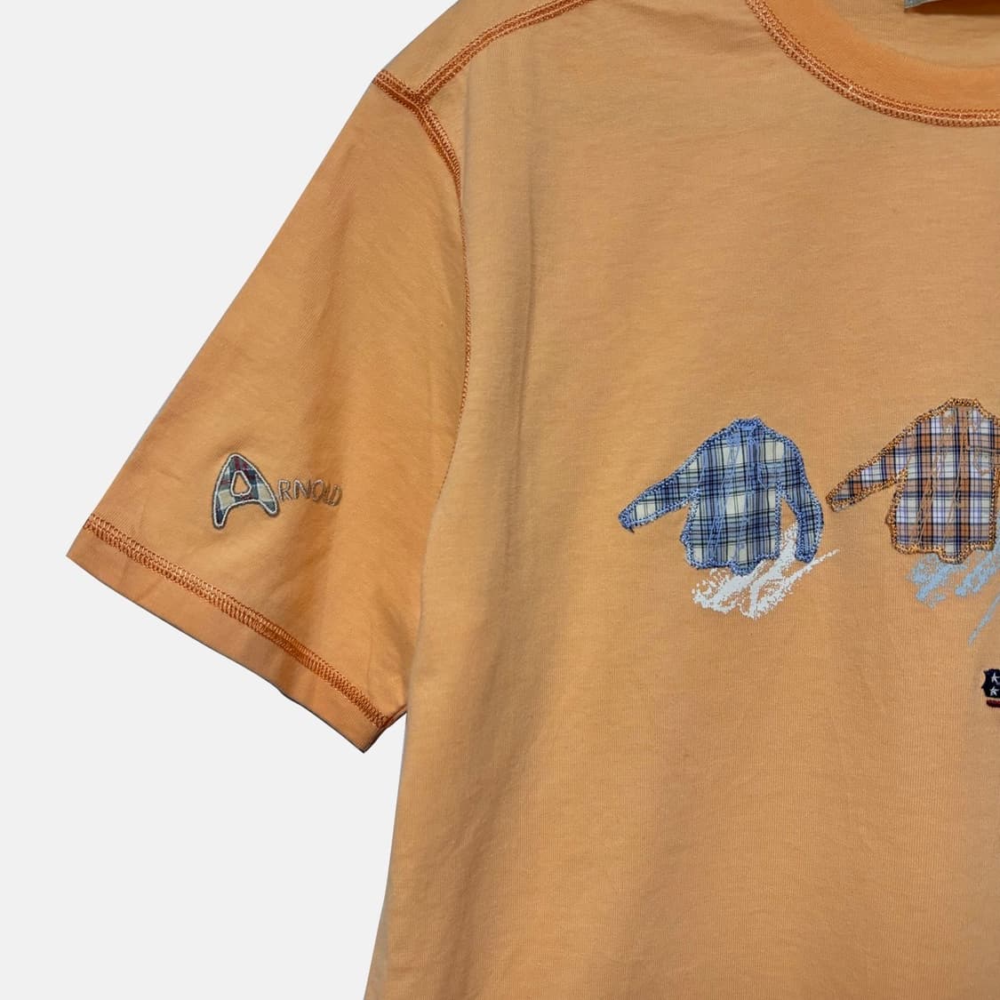 빈티지 자수 포인트 라이트 오렌지 반팔티 상품이미지4