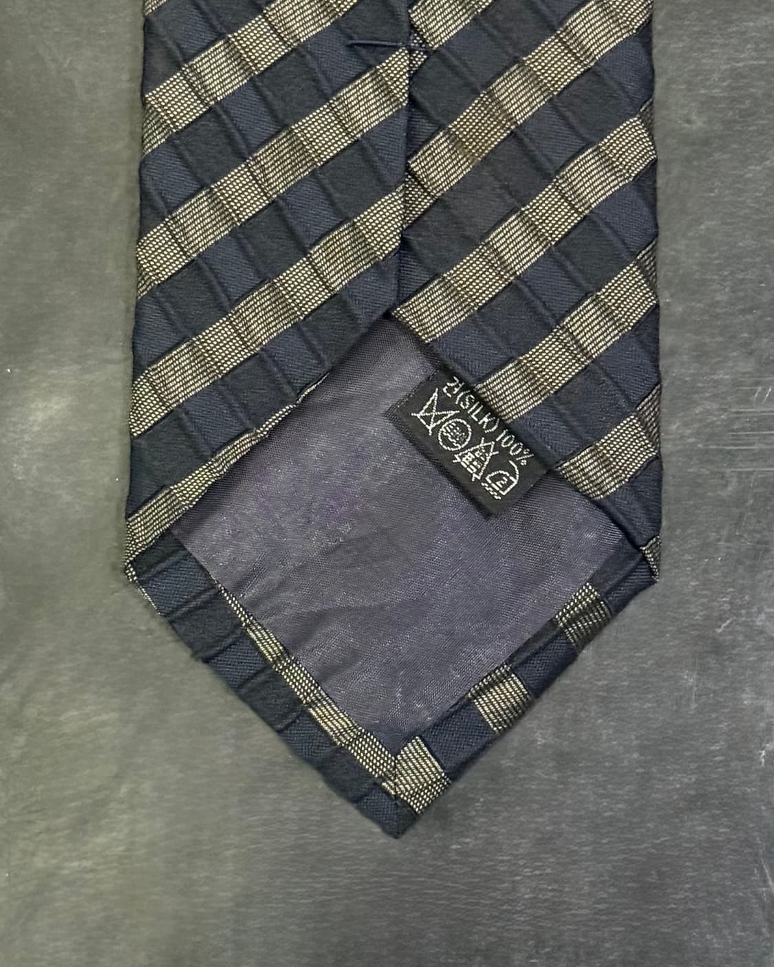 조르지오 페리 스트라이프 주름 실크 넥타이 네이비 그레이 집사 메이드 상품이미지7