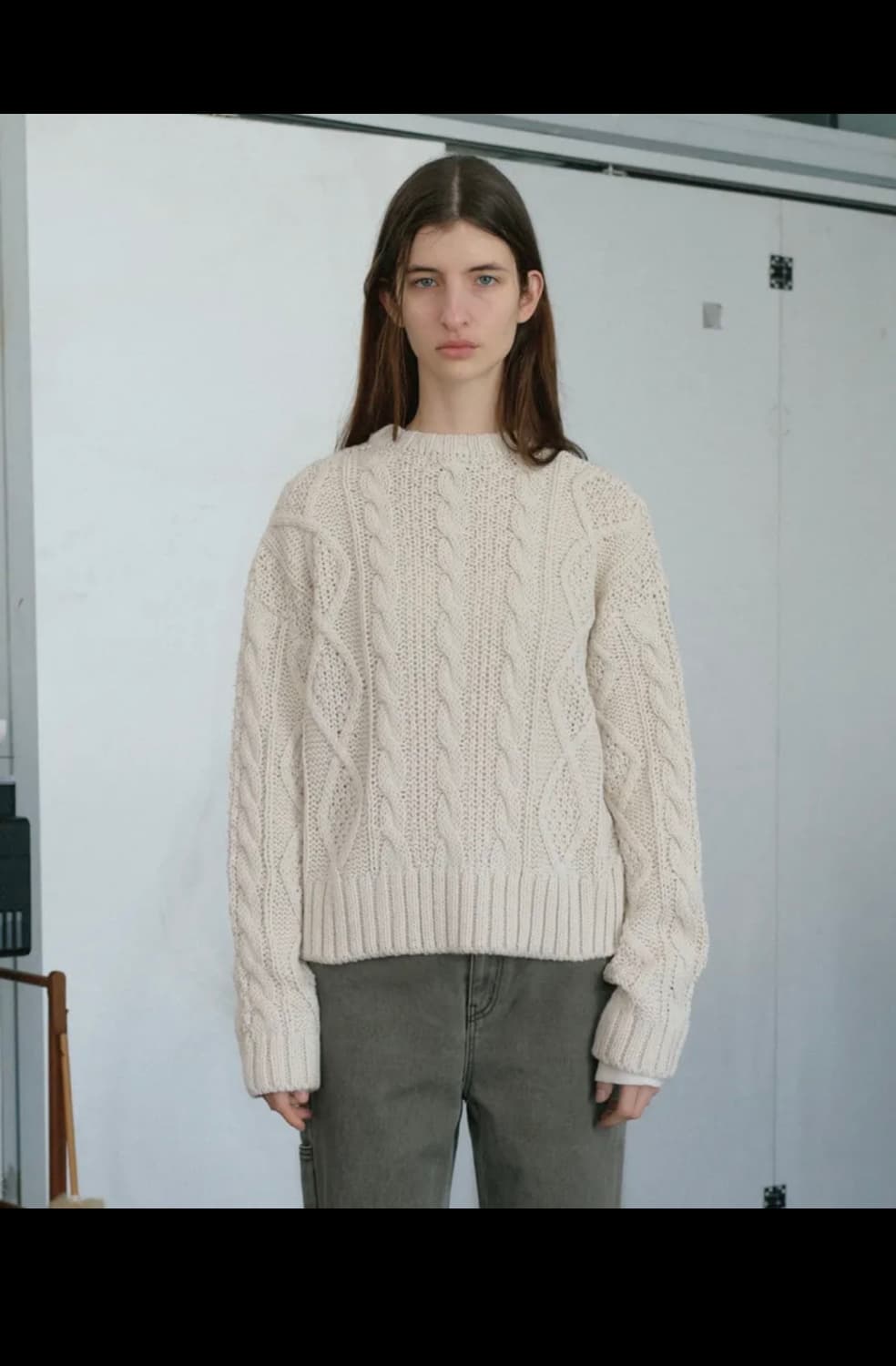 포저 아이보리 케이블 니트 상품이미지1