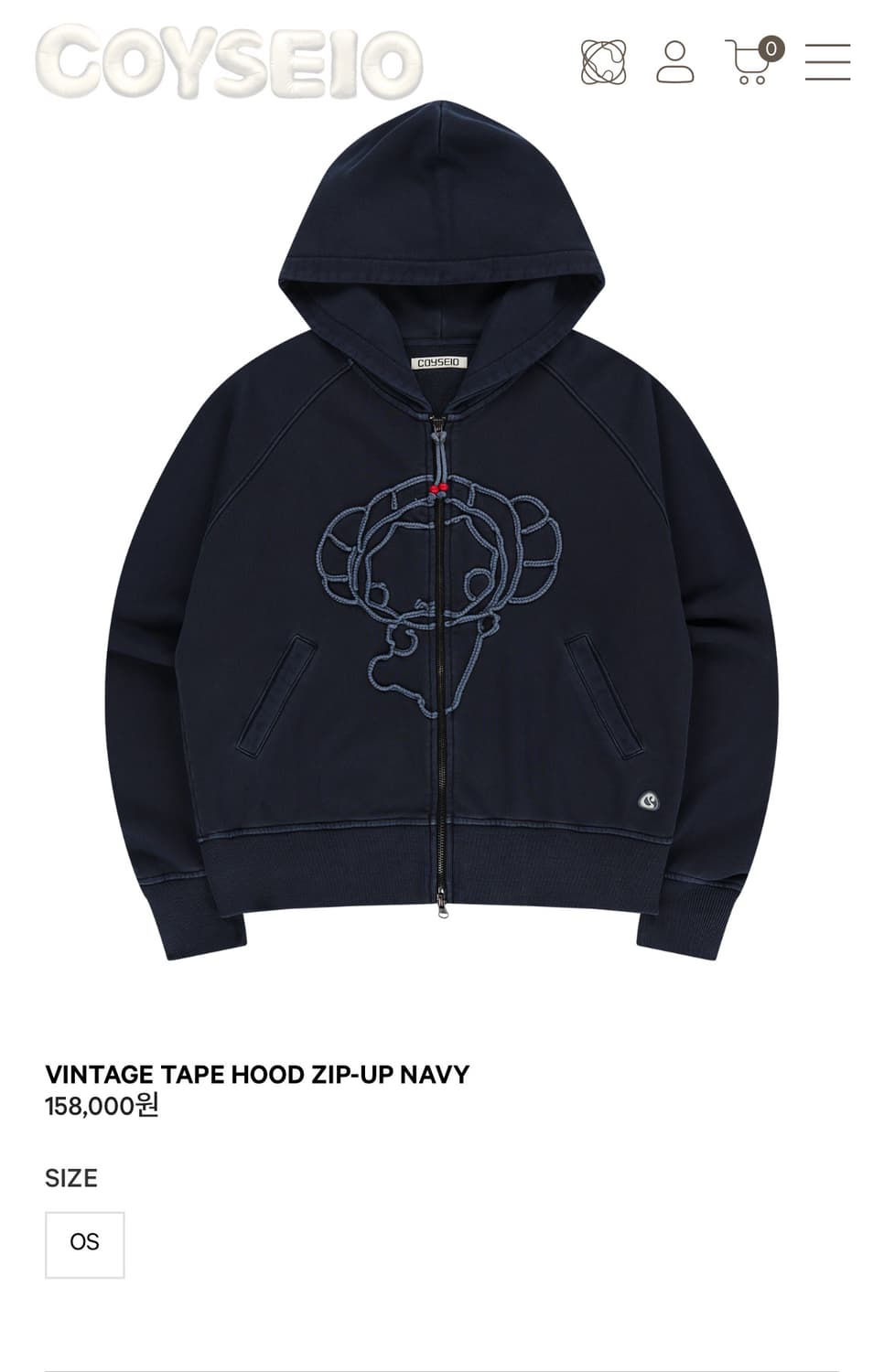VINTAGE TAPE HOOD ZIP-UP NAVY 구합니다  상품이미지1