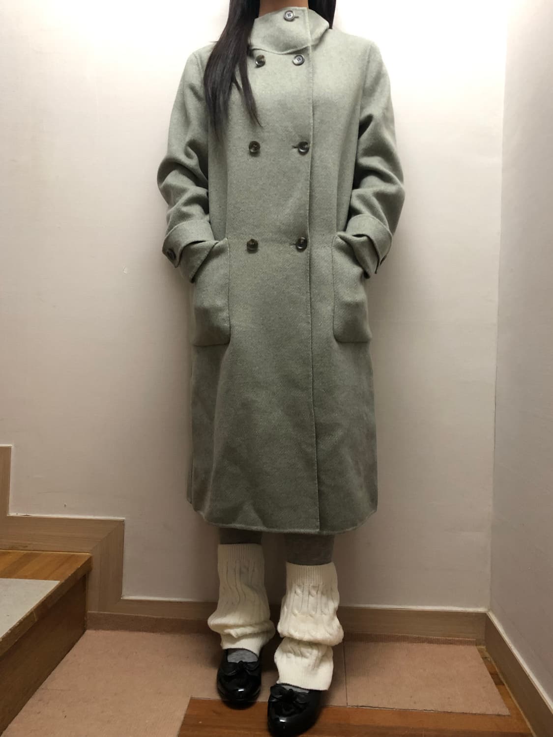 빈티지 그레이 민트 롱 코트 상품이미지3