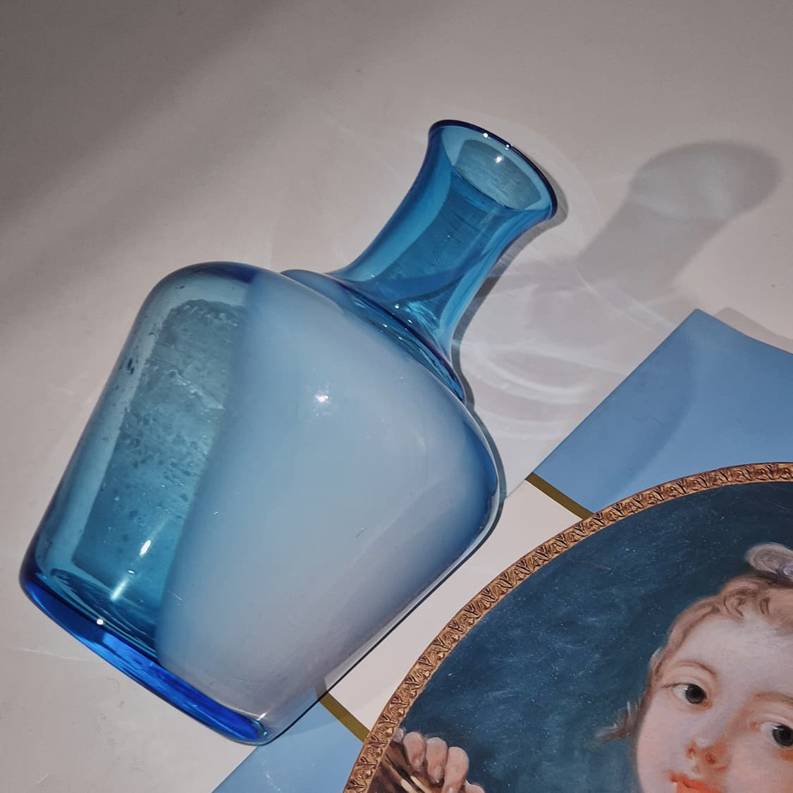 70s 쿠라타 핸드블로운 아쿠아 스윌 꽃병 상품이미지7