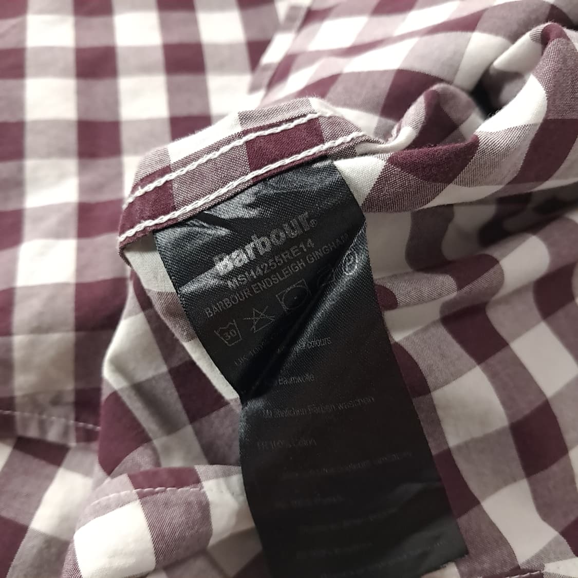 CK345 M 바버 테일러드핏 버건디 깅엄체크 셔츠 남방 상품이미지6