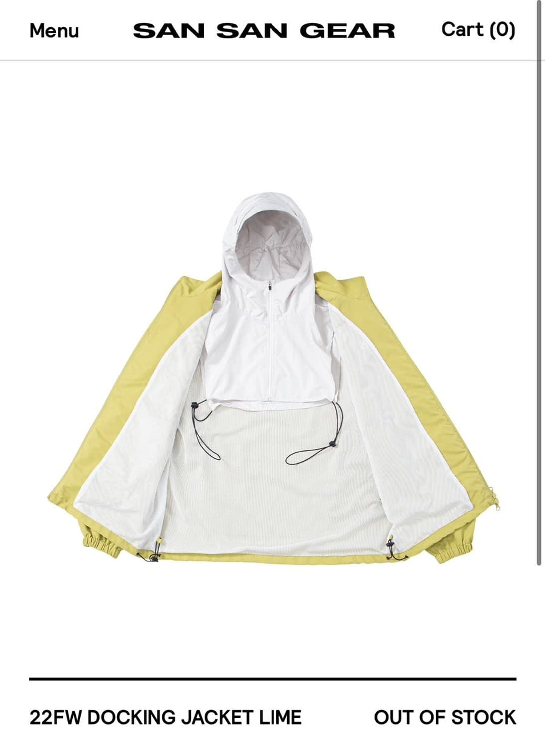 산산기어 도킹자켓 라임 3사이즈  상품이미지2