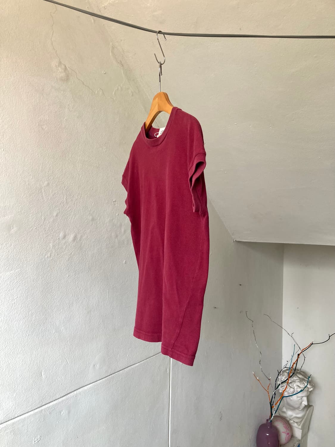 베이직 버건디 무지 반팔티 상품이미지4