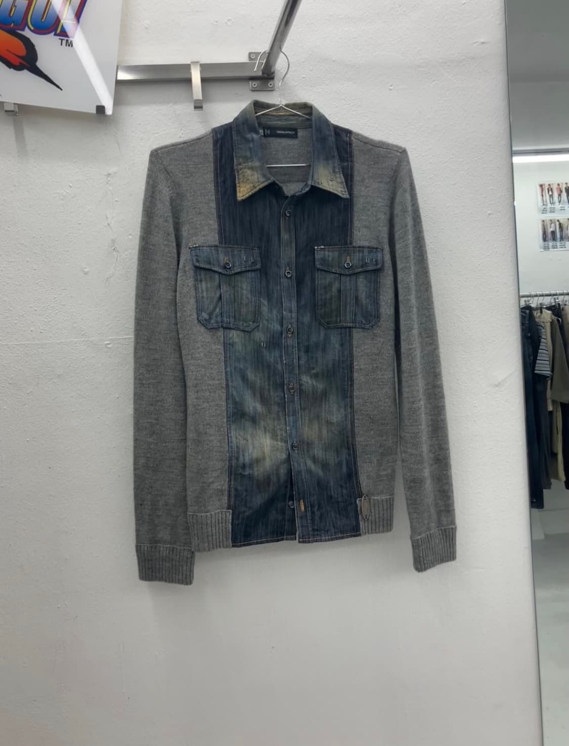 디스퀘어드 니트 데님 셔츠 상품이미지1