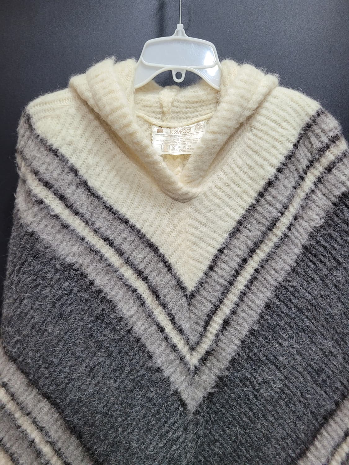 빈티지 알라포스 아이스울 울 판초 스웨터  아이슬란드 디스트레스드 베이지 상품이미지2