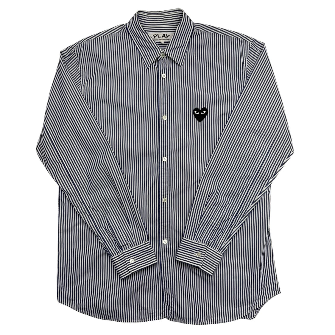 꼼데가르송 블랙 하트 와펜 블루 스트라이프 셔츠 L 상품이미지1