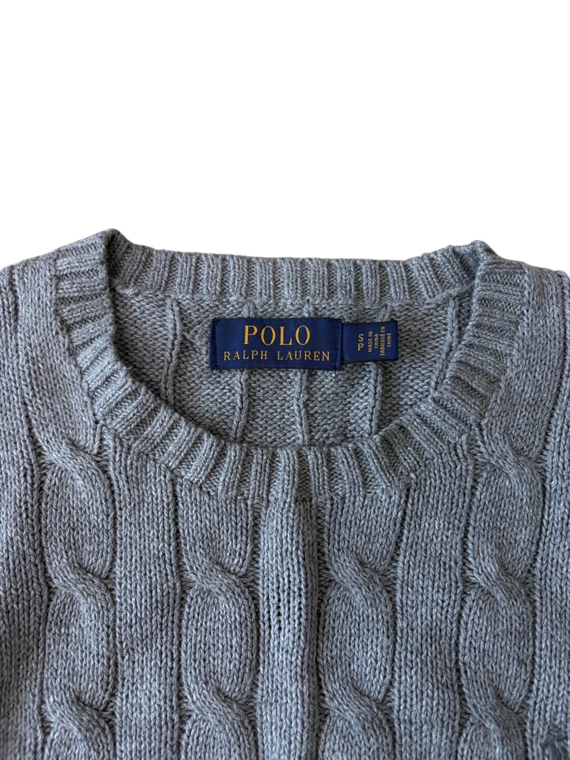 폴로 케이블 꽈배기 니트 그레이 (S) 상품이미지3