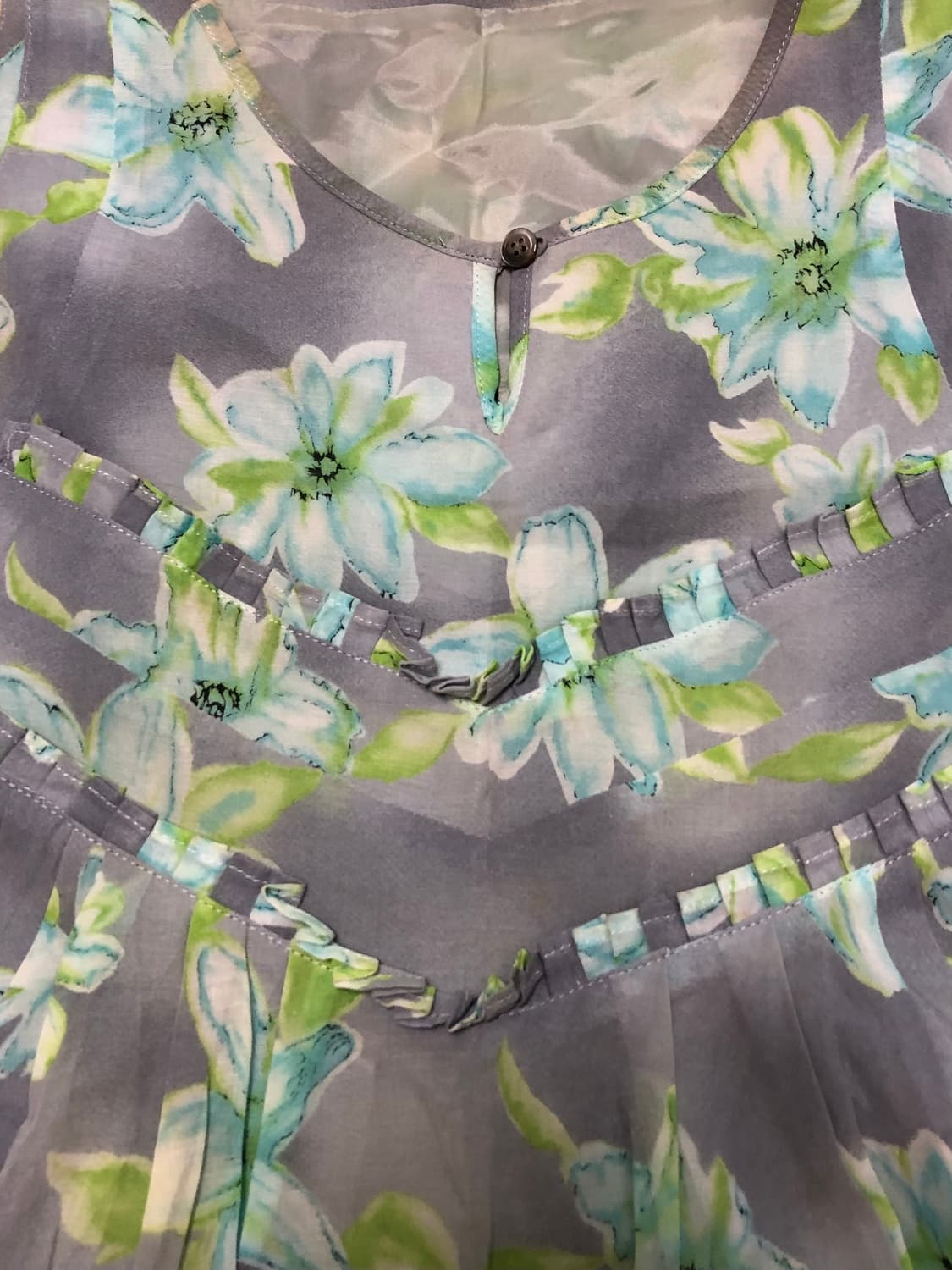 핀턱 프릴 민트 플로럴 꽃 나시 원피스 상품이미지7