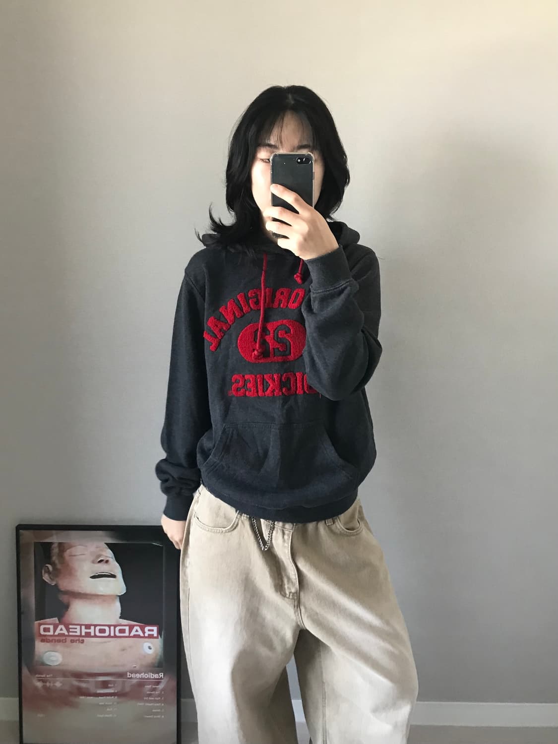 디키즈 중앙 자수로고 차콜 후드티 상품이미지4