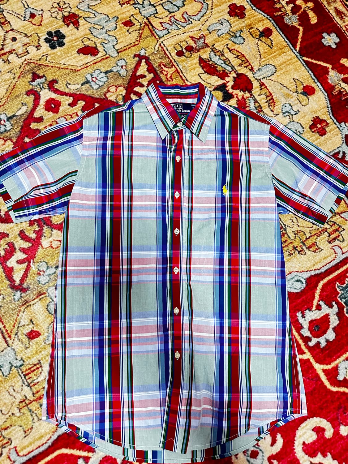 폴로 랄프로렌 체크 스트라이프 반팔 셔츠 상품이미지1