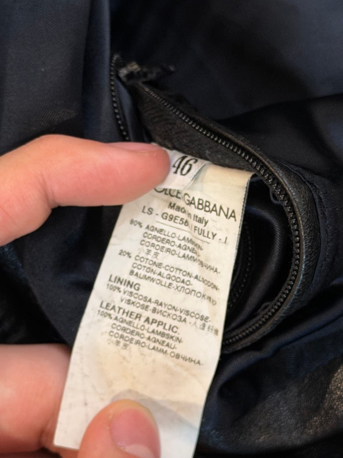 00s 돌체앤가바나 아카이브 램스킨 플레이트 레더자켓 블랙 상품이미지7