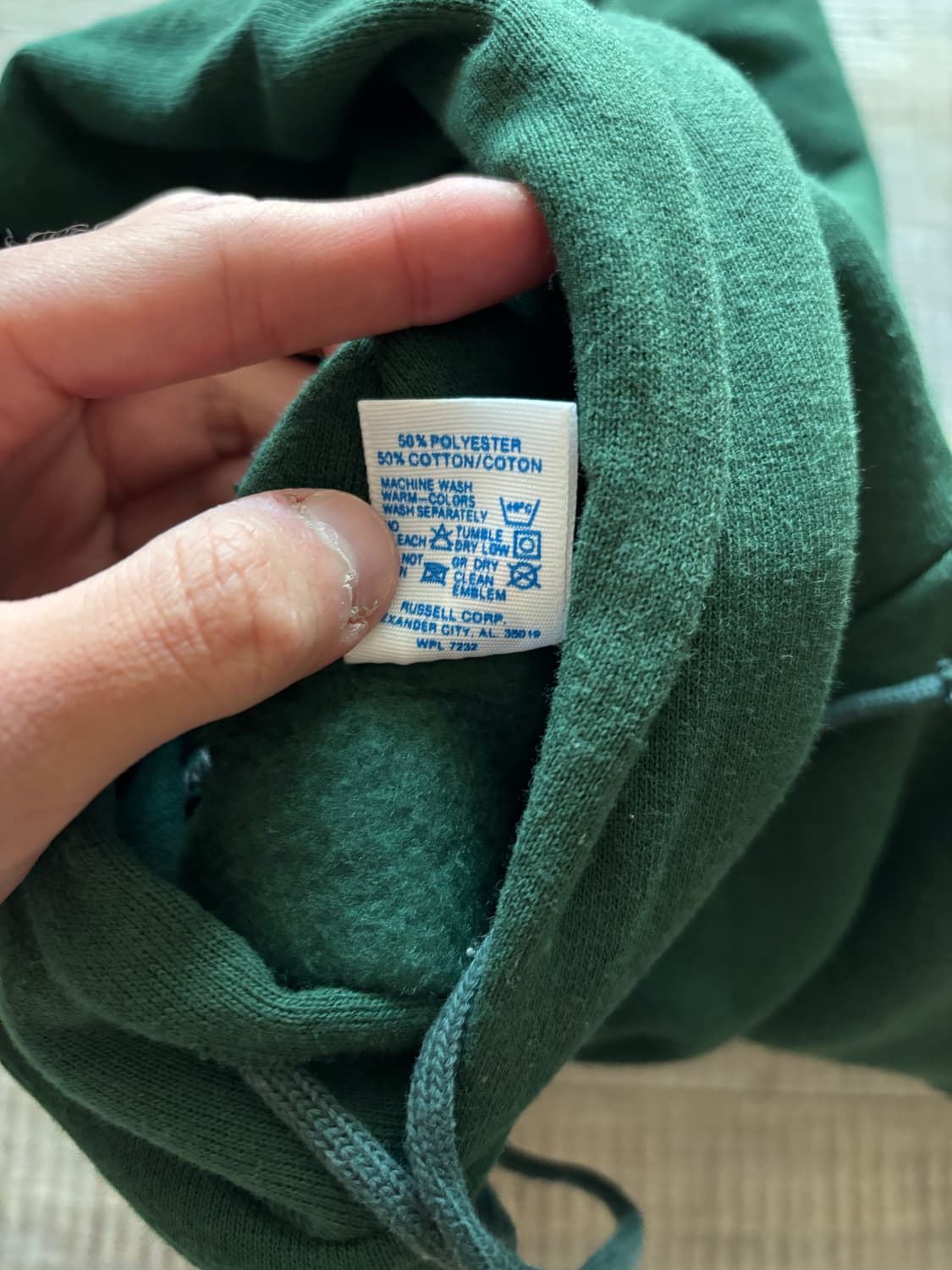 [M] 90s 러셀 후드티 스웻 블랭크 그린 빈티지 상품이미지4