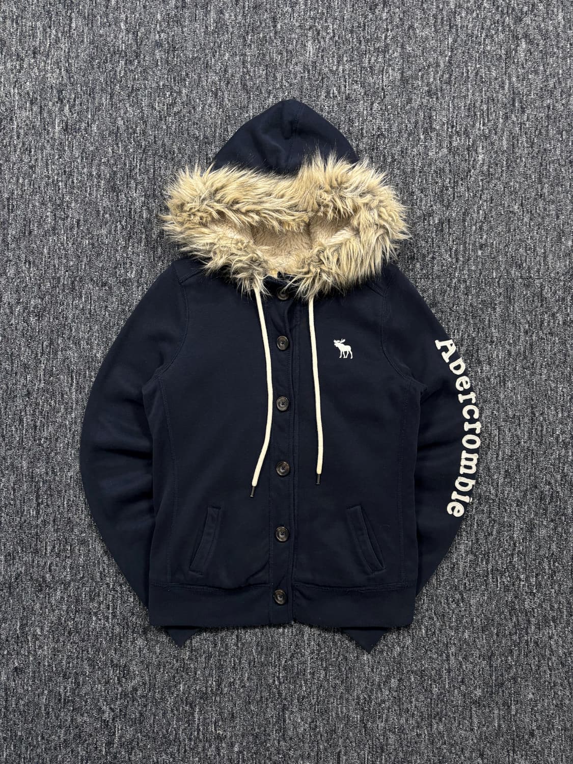 아베크롬비 네이비 버튼 퍼 후드 자켓 상품이미지5