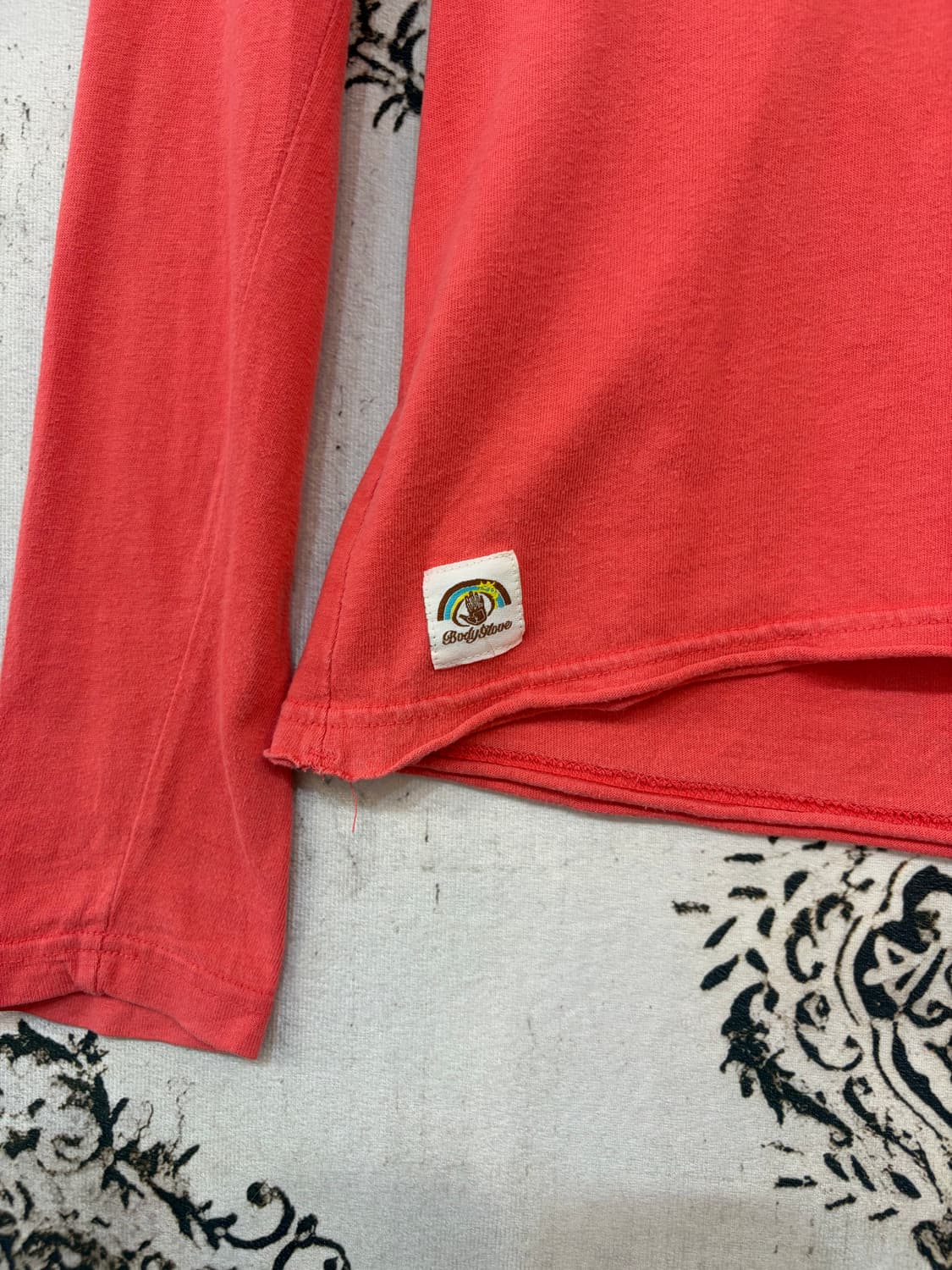 일본빈티지 body glove 키치 핀터깔 핑크브이넥 롱슬이브 상품이미지6