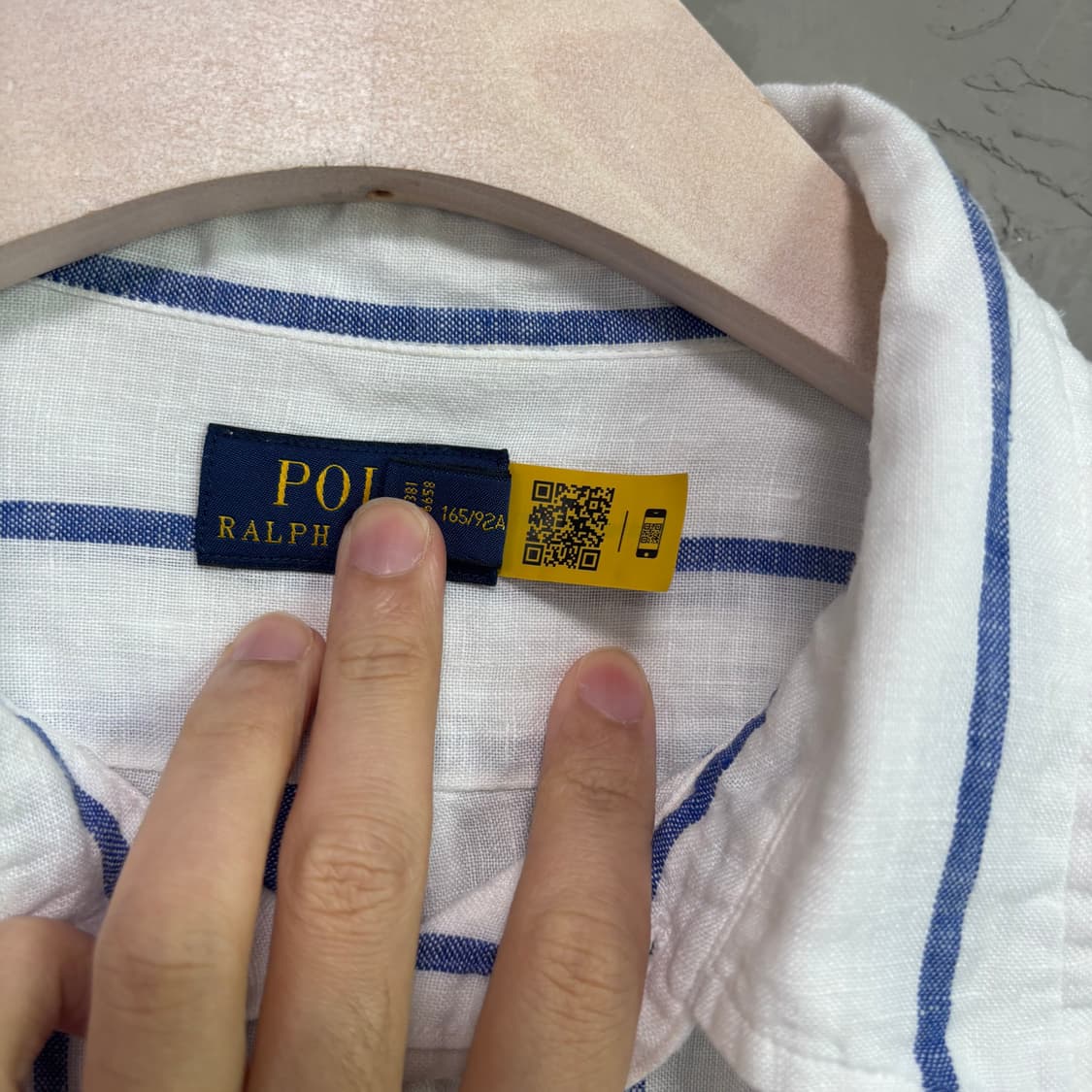 폴로 랄프로렌 스트라이프 린넨 셔츠 화이트 블루 상품이미지4