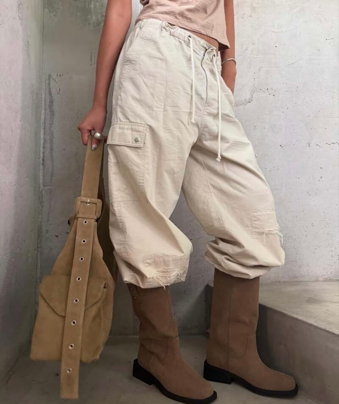 DEINET NATURAL SUEDE BIKER BOOTS 베이지 250 상품이미지2