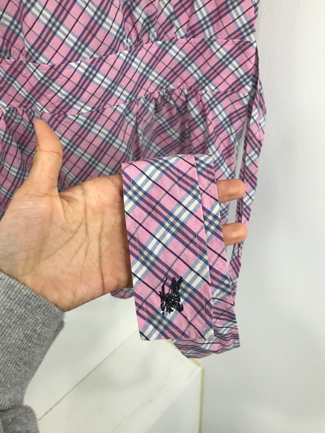 버버리 핑크 체크 퍼프 블라우스 상품이미지9