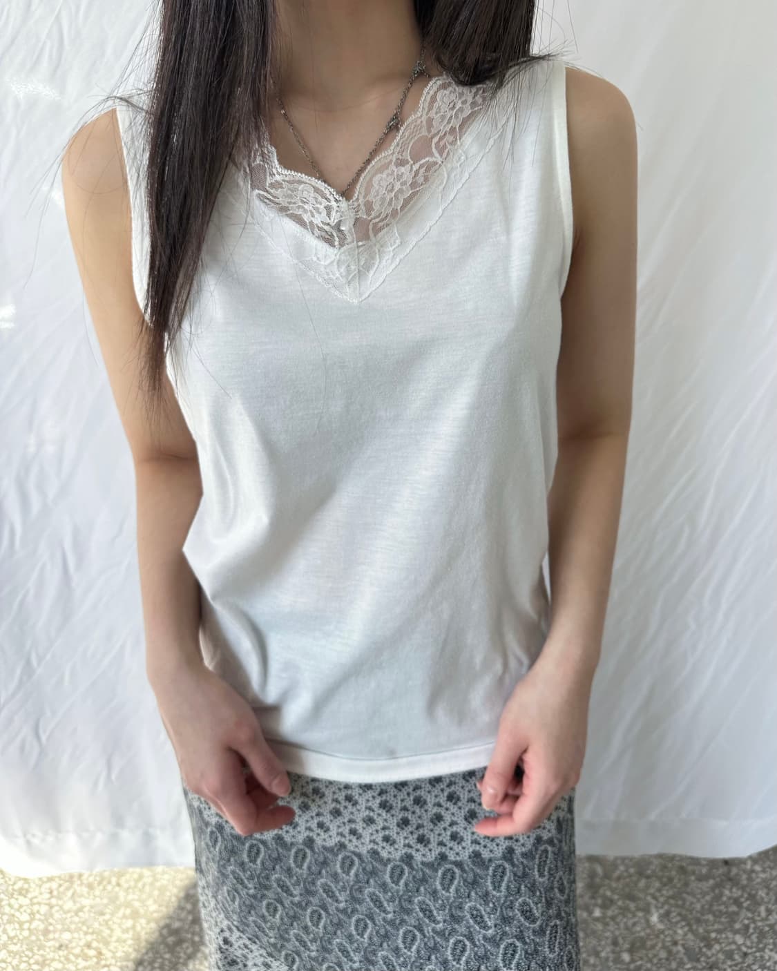 화이트 레이스 슬리브리스  상품이미지2