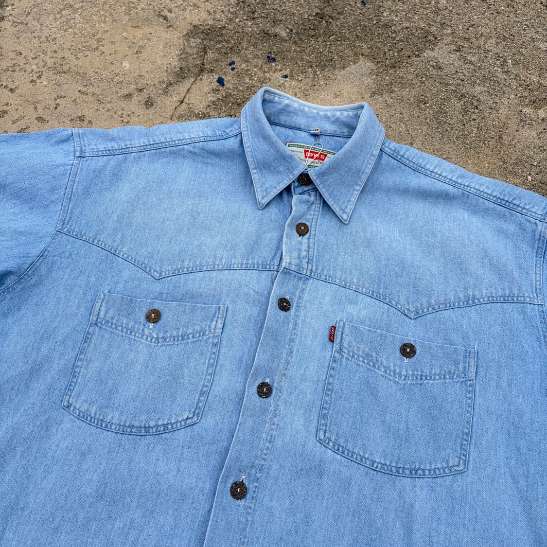 리바이스 빈티지 클래식 웨스턴 데님 반팔셔츠 XL 상품이미지4