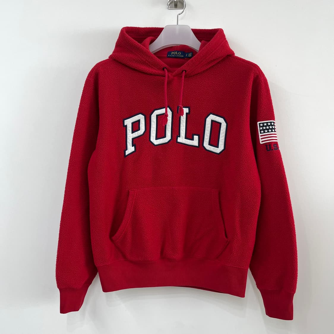 폴로 랄프로렌 USA 성조기 플리스 레드 후드티 상품이미지2