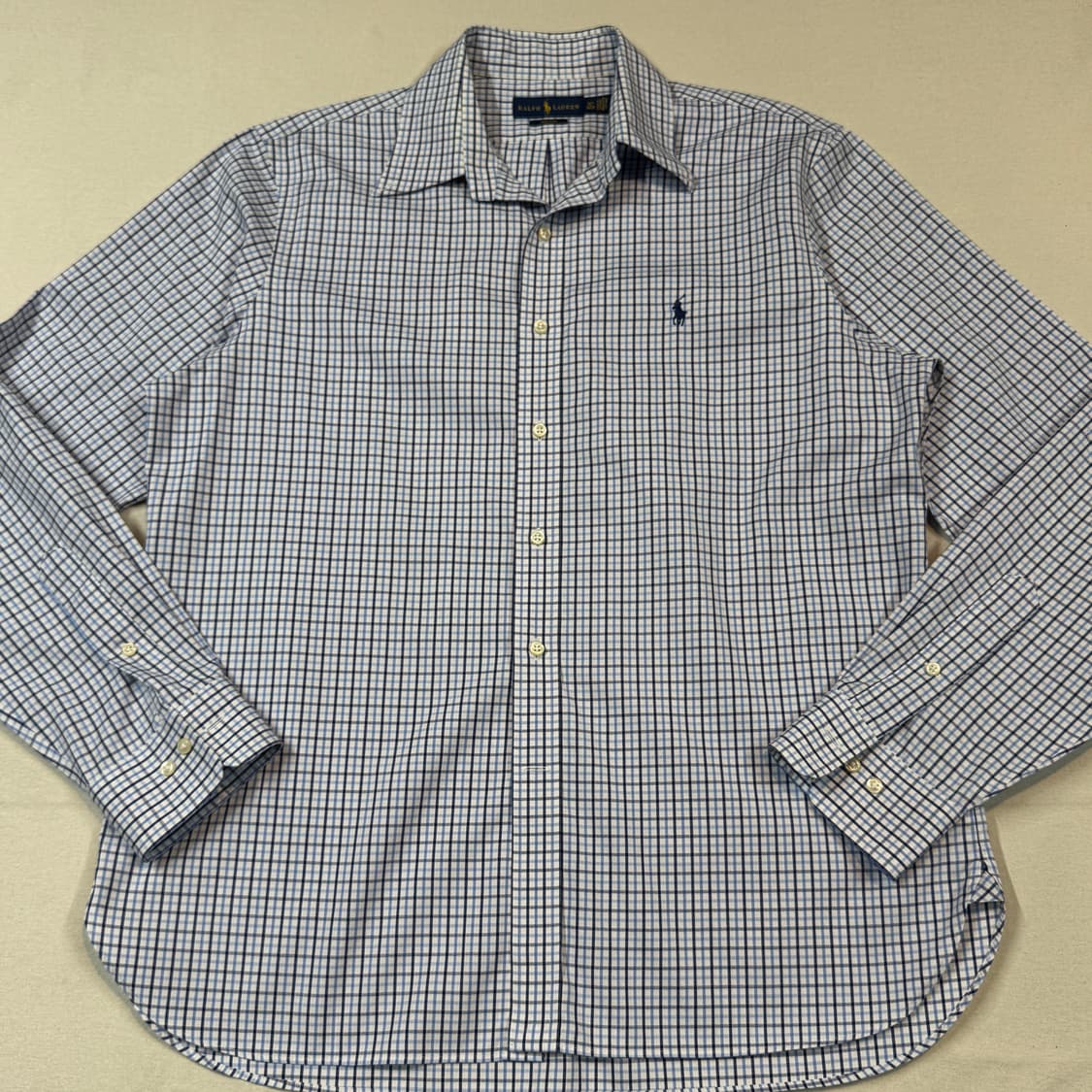 XL) 폴로 랄프로렌 블루 체크 포플린 셔츠 상품이미지2