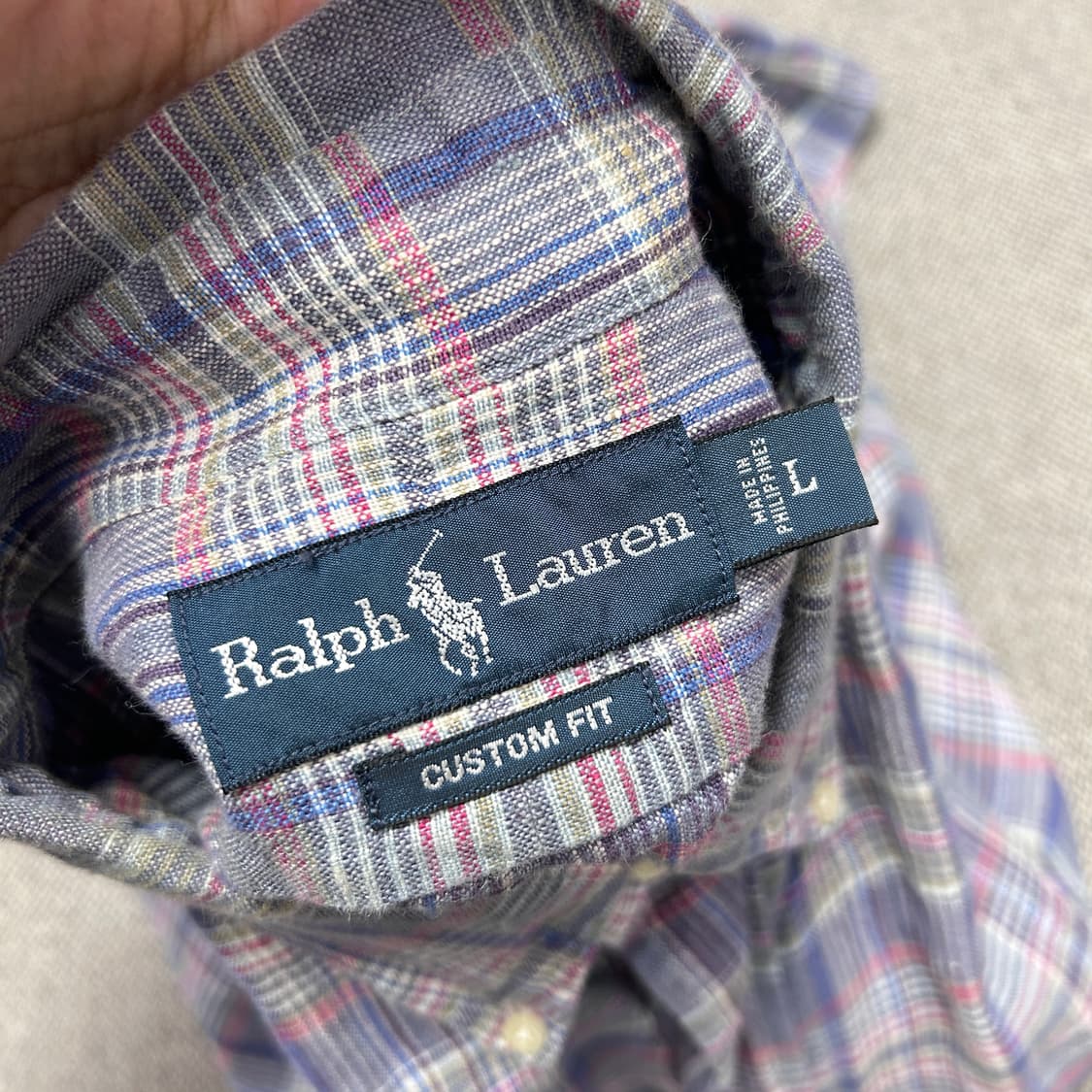 폴로 린넨 캔디 커스텀핏 체크셔츠(L) 상품이미지2