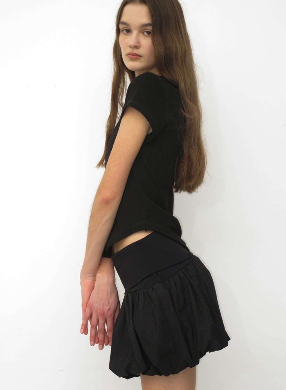 파르티멘토 우먼  2WAY PUFF SKIRT BLACK 상품이미지2