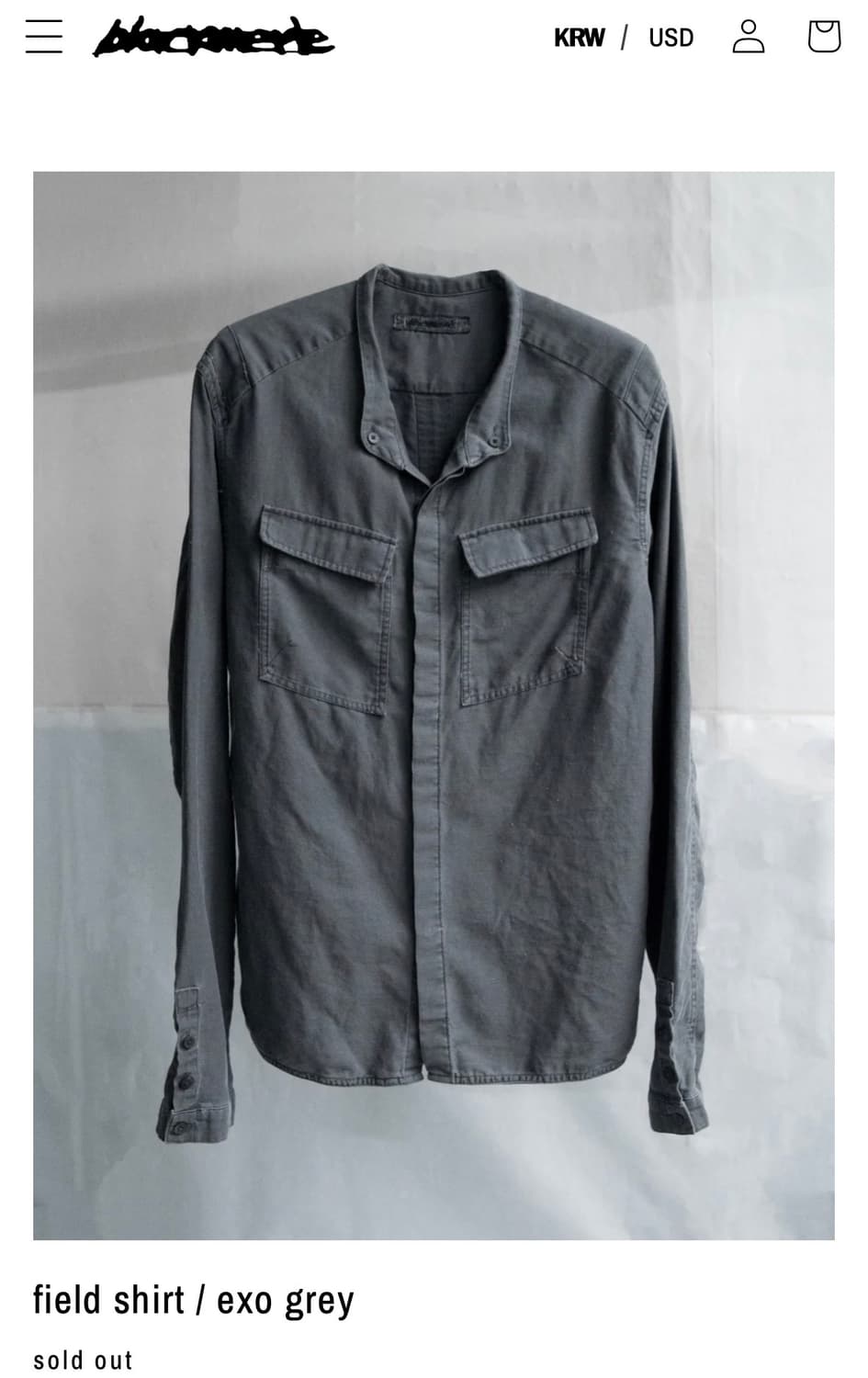 블랙멀(blackmerle) 필드셔츠 엑소 그레이 (s) 상품이미지1
