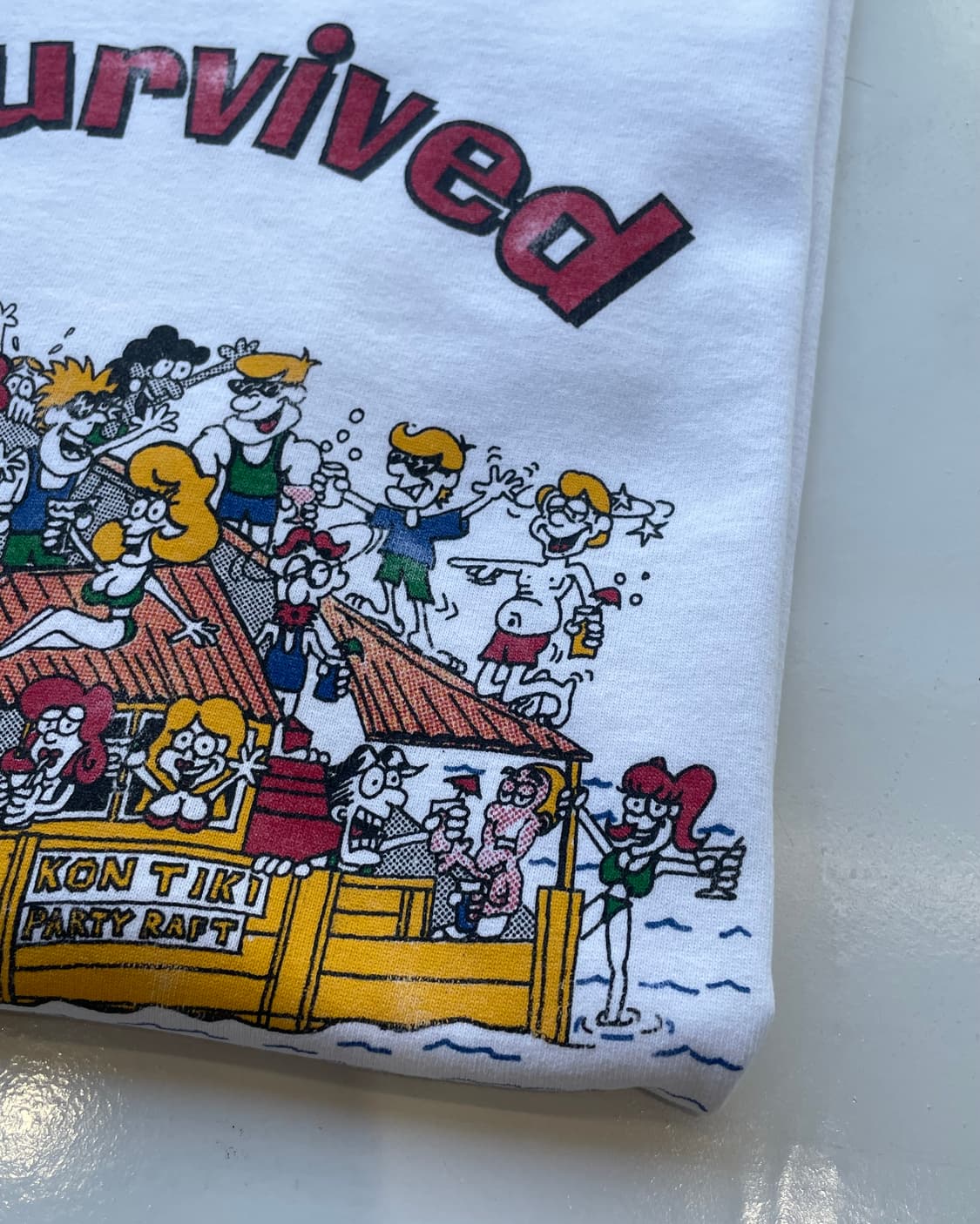 90‘s USA “I survived” cartoon T-shirt L 상품이미지6
