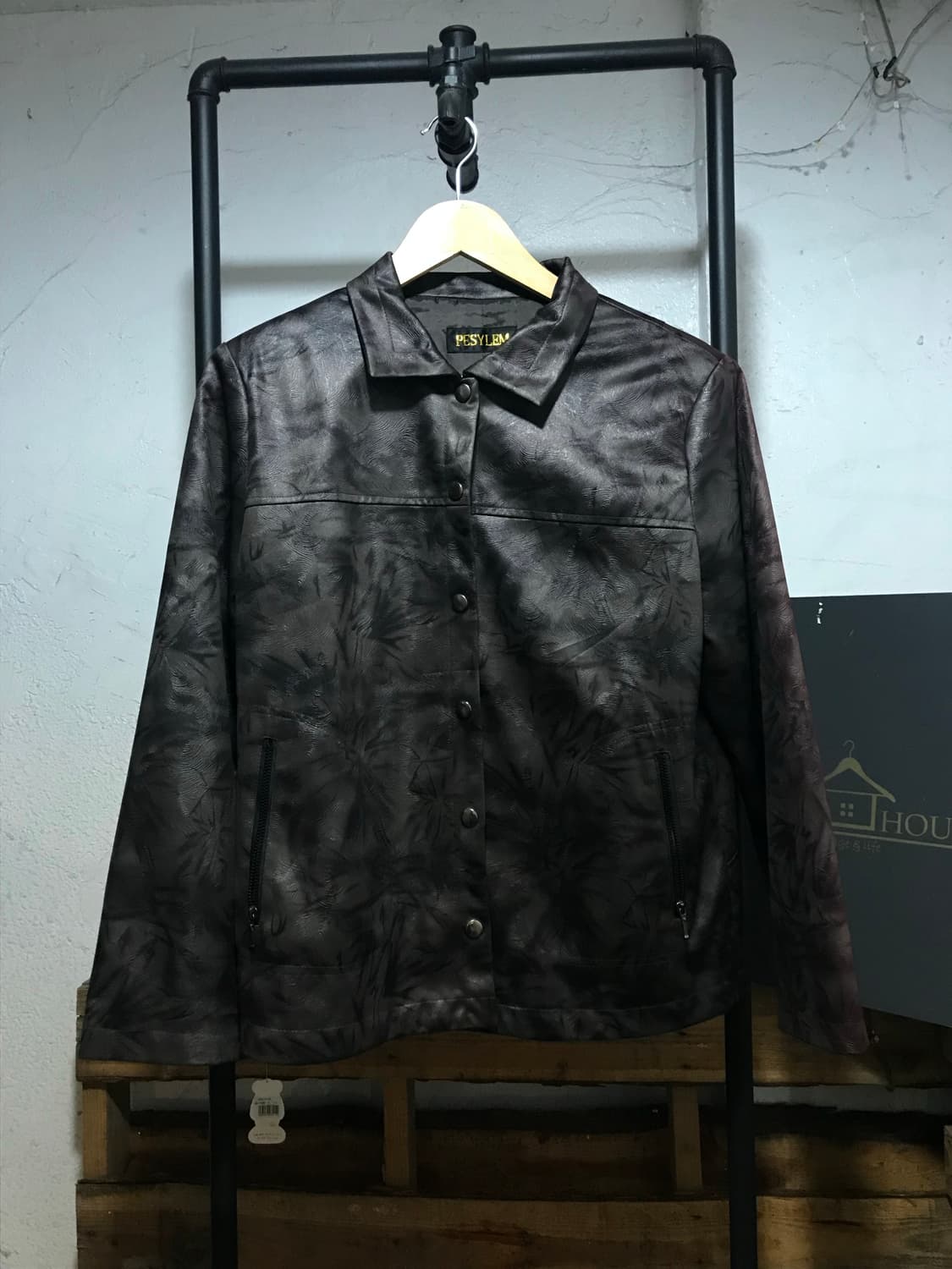 flower pattern leather jacket  상품이미지1