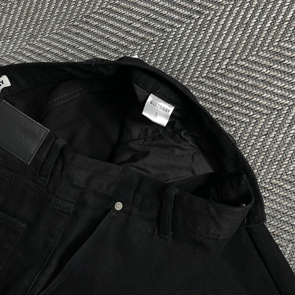 벌스데이 더블니 블랙 데님 와이드 핏 워크 팬츠 o 3458 상품이미지6