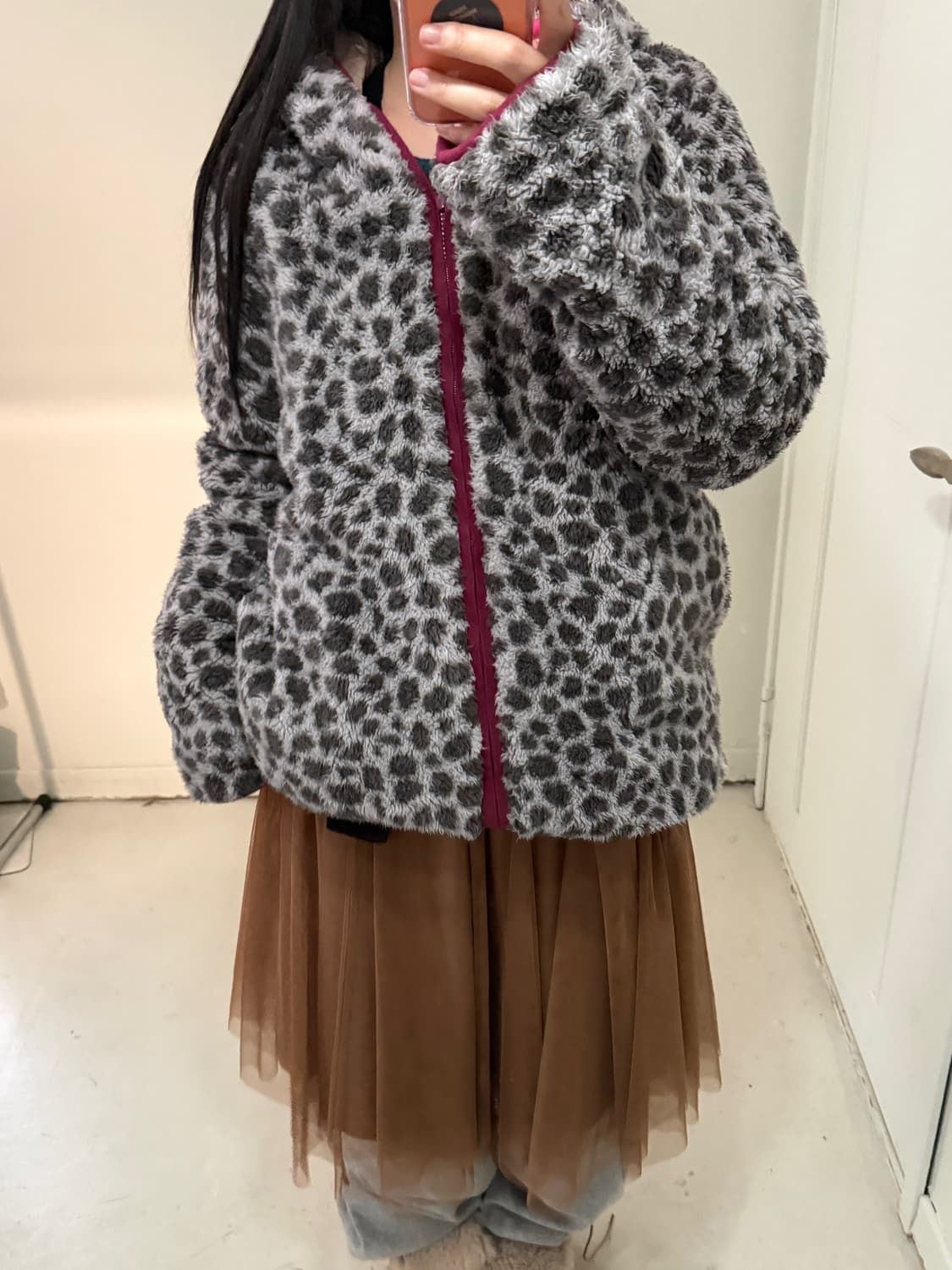 일본빈티지 갸루 리버시블 호피 점퍼 상품이미지2