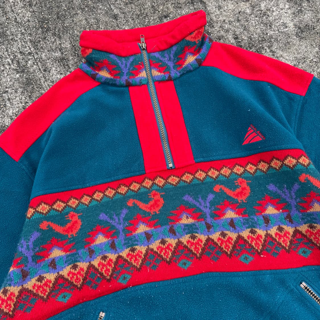 [L] 빈티지 패턴 하프집업 후리스 맨투맨 상품이미지5