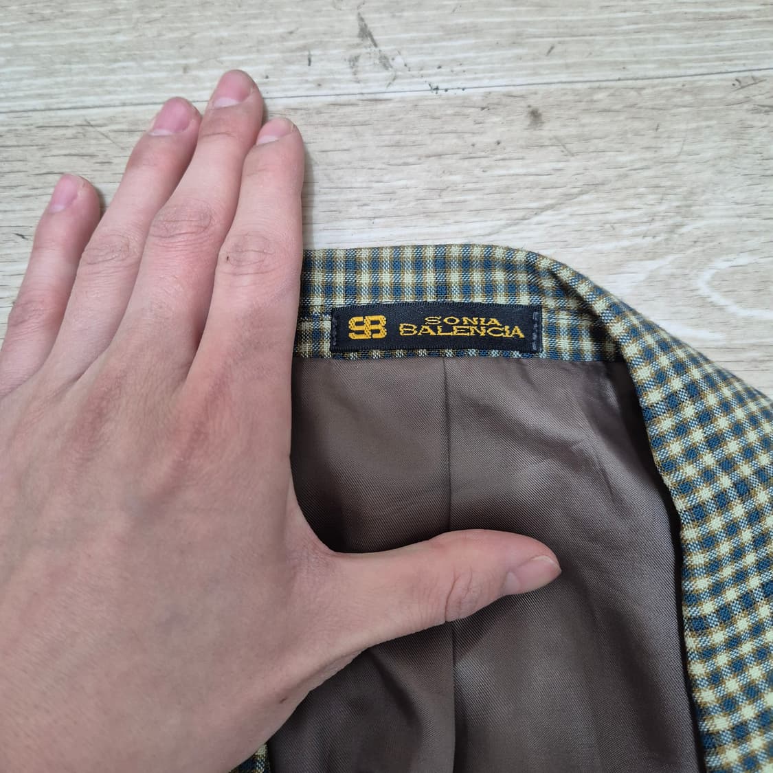 소니아 발렌시아 남성 울 체크 싱글 블레이저 정장자켓 XL(105) 상품이미지4