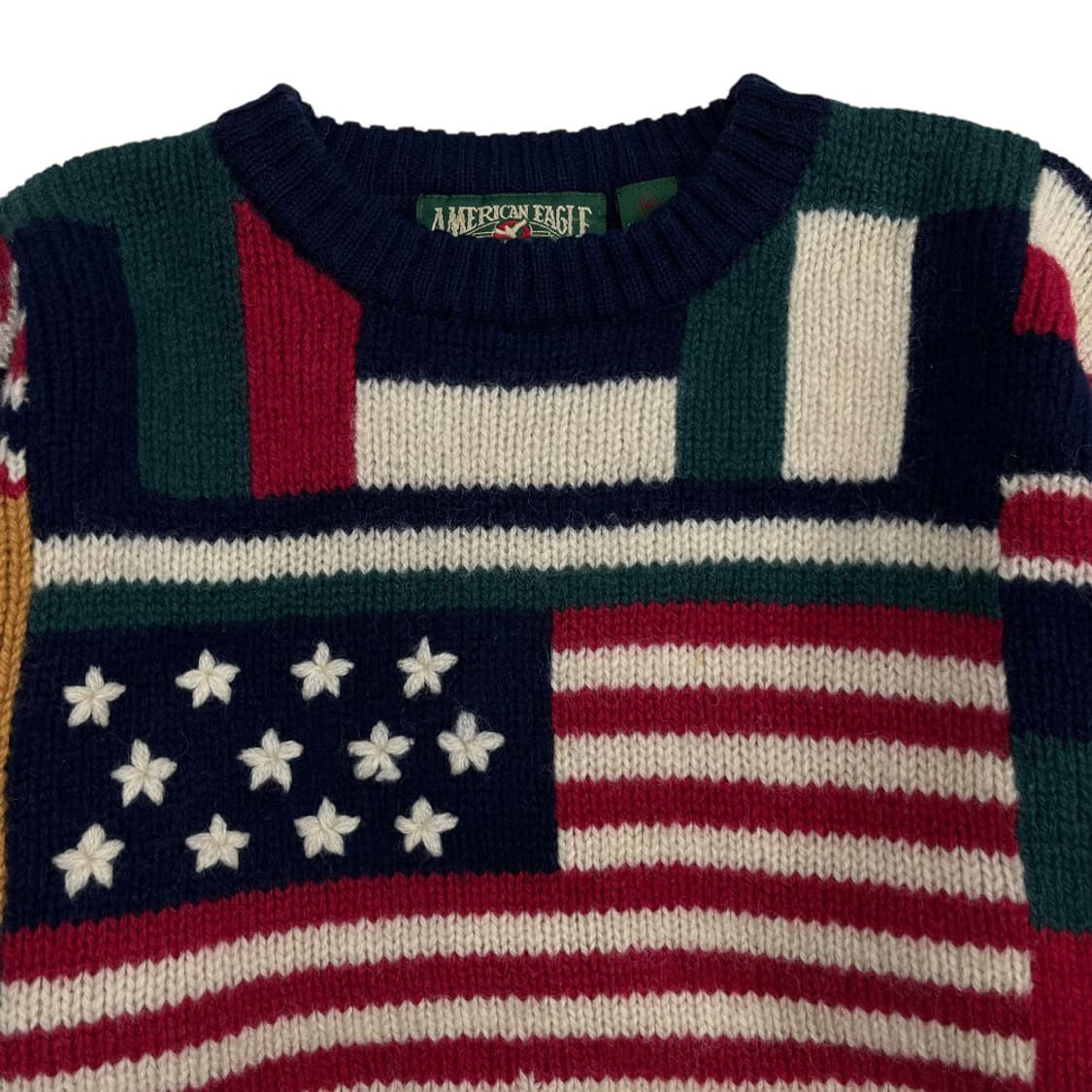 80's 아메리칸 이글 빈티지 성조기 핸드메이드 니트 M 상품이미지4