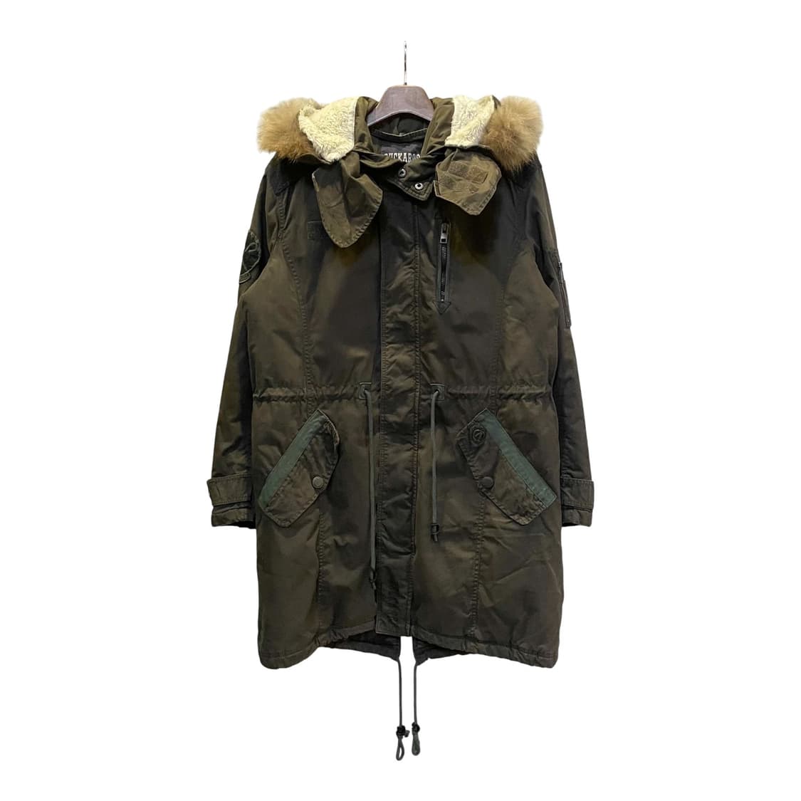 BUCKAROO 버카루 퍼후드 밀리터리 파카 멀티포켓 스트링 디테일 카키 상품이미지1