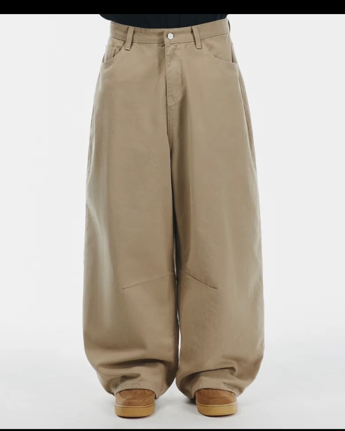 시그니처 와이드 커브드 다트 코튼 팬츠 베이지 상품이미지1