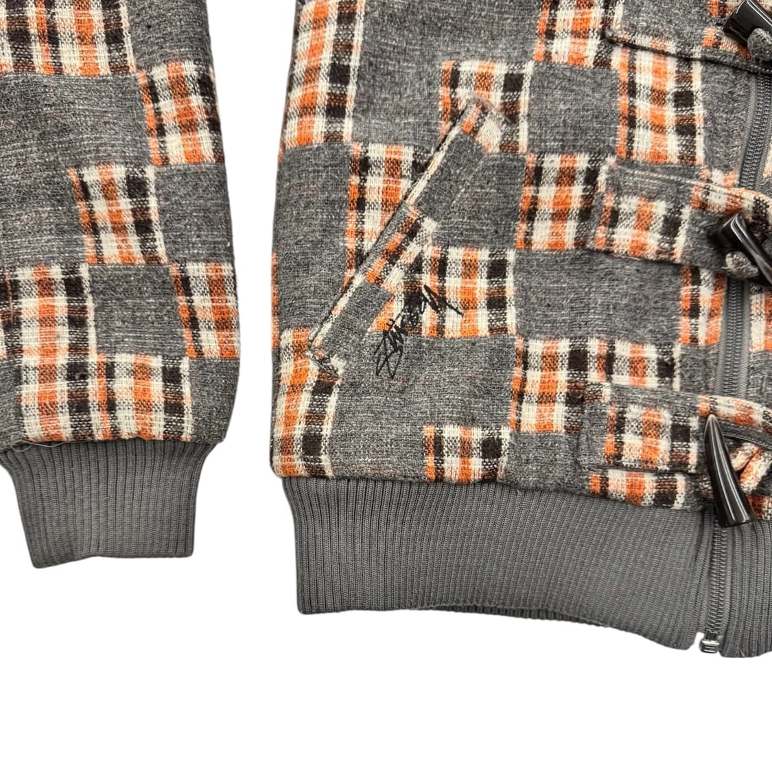 스투시 걸즈 체크 패디드 퍼 자켓 그레이/오렌지 상품이미지6