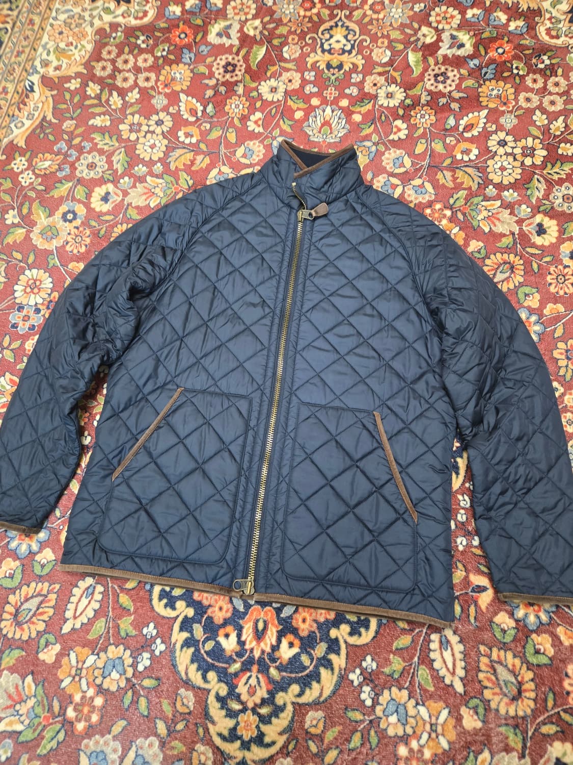 폴로 랄프로렌 레더 트리밍 퀼팅 자켓 네이비 (L) 상품이미지2