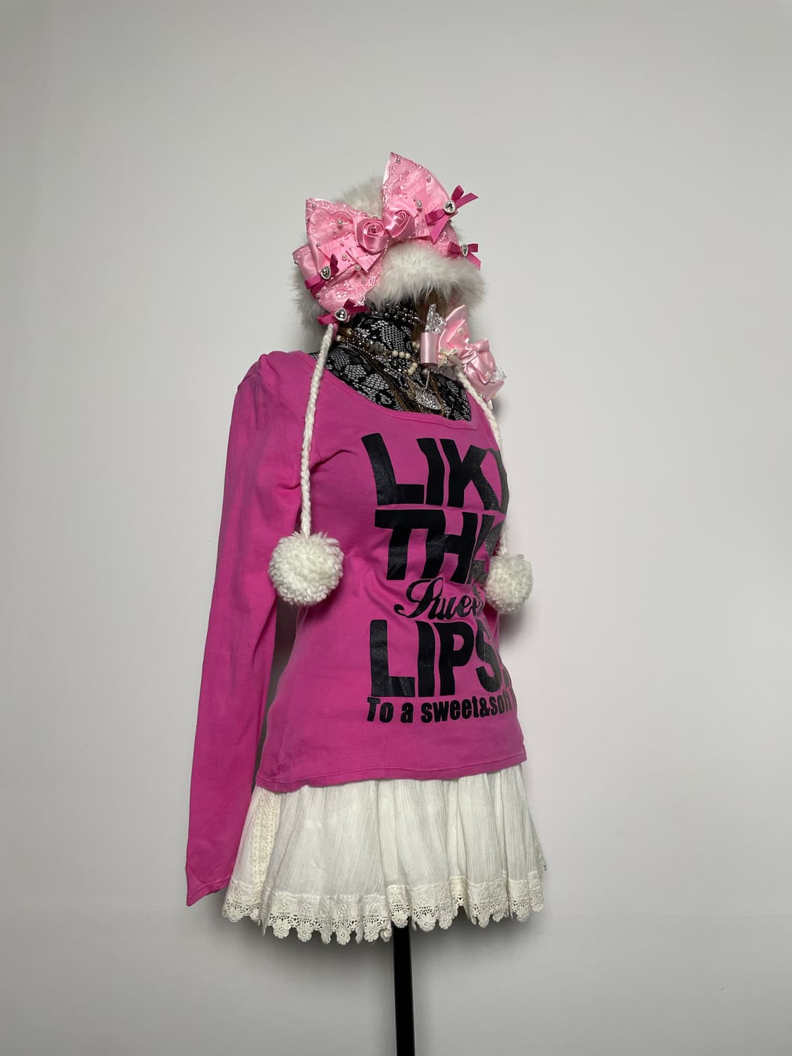 jpn 핑크 갸루 레터링 롱슬리브 상품이미지3