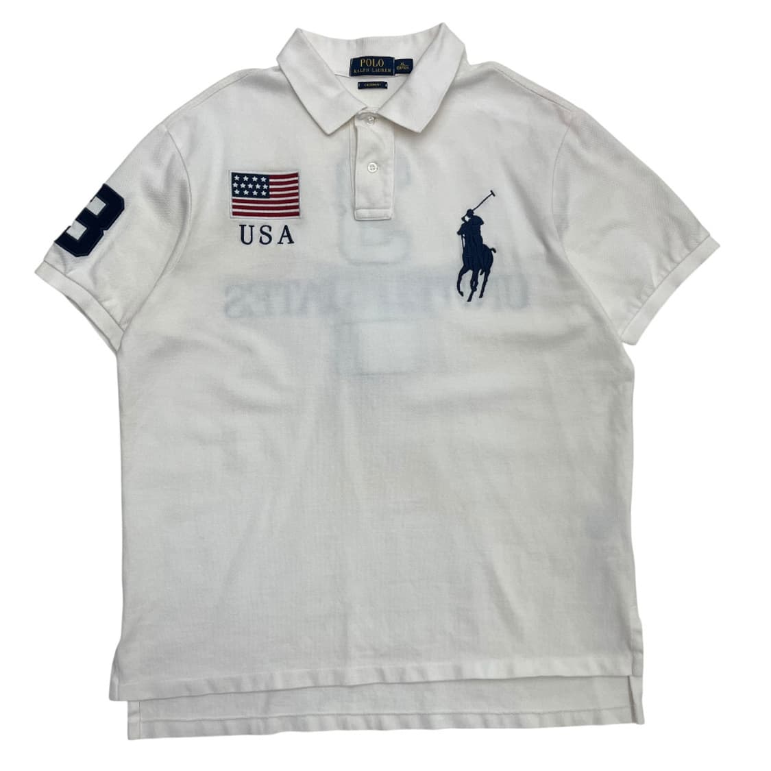 폴로 랄프로렌 빅포니 성조기 화이트 카라 반팔 XL 상품이미지3