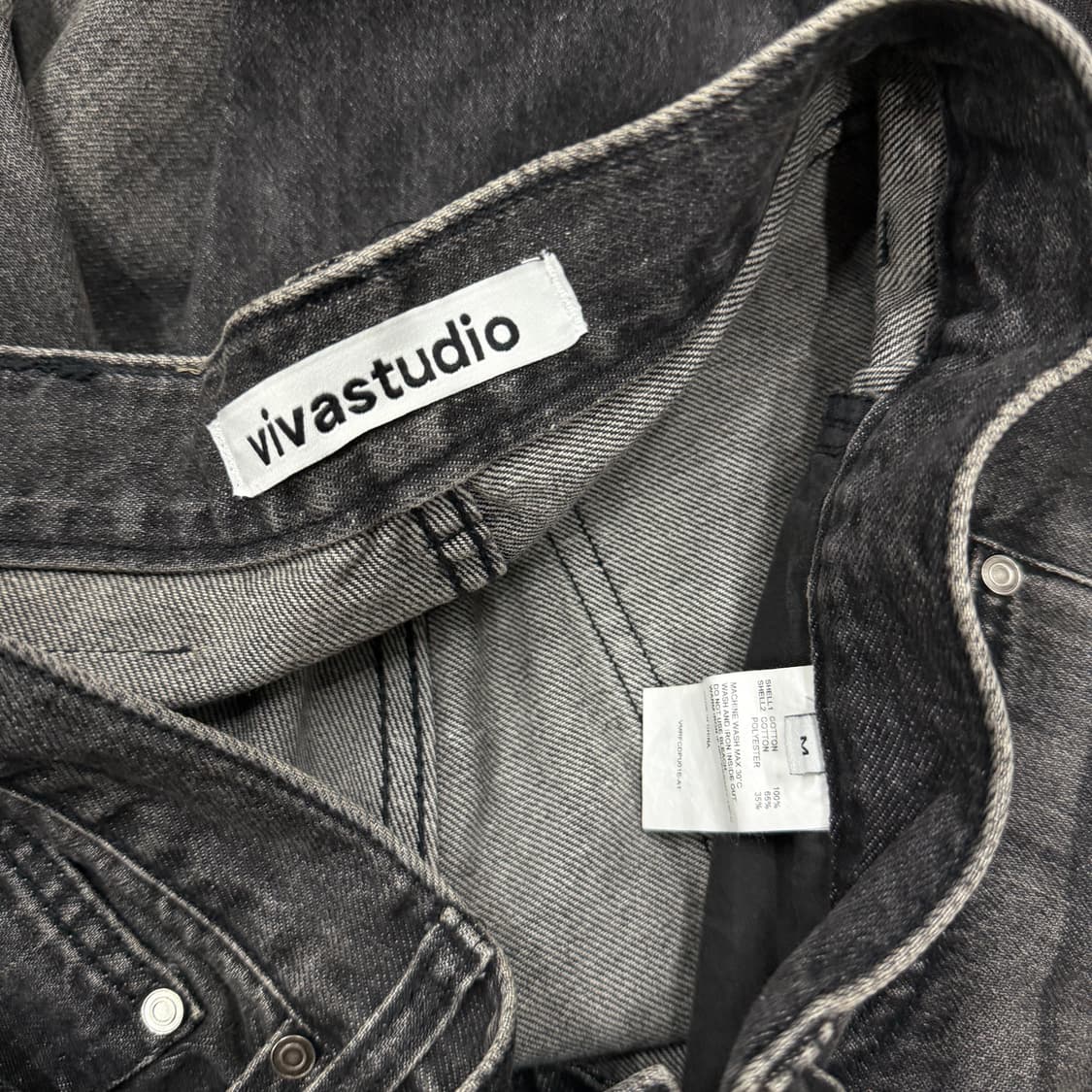 비바스튜디오 사이드 스노우 데님팬츠 바지 블랙 M 상품이미지5